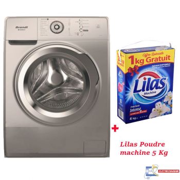 Lave Linge Frontale BRANDT 6 Kg Silver (BAL62SS) + Lilas Poudre machine 5 Kg