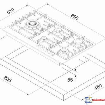 Plaque Encastrable Focus F.811X 75cm INOX