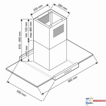 Hotte aspirante Centrale Focus F.917X Inox + Vitre