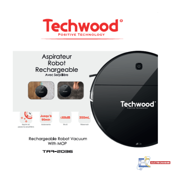Aspirateur TECHWOOD Robot 2 en 1 NOIR