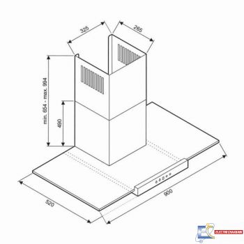 Hotte Décorative Focus F916X - 90 cm - Inox