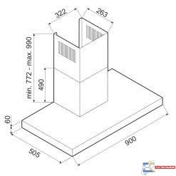 Hotte Décorative Focus FILO 9030 90 cm Inox