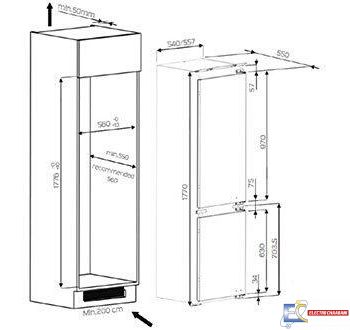 Réfrigérateur combiné encastrable Whirlpool No frost 264L -ART 872/A+/NF