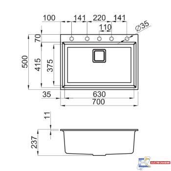 EVIER FOCUS QUADRA 70W