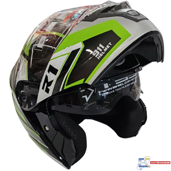 CASQUE B.K 911-R1 - TEX NOIR-VERT  / XL