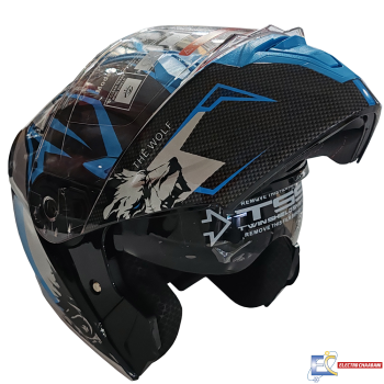 CASQUE B.K 909 WOLF- NOIR-BLEU / L