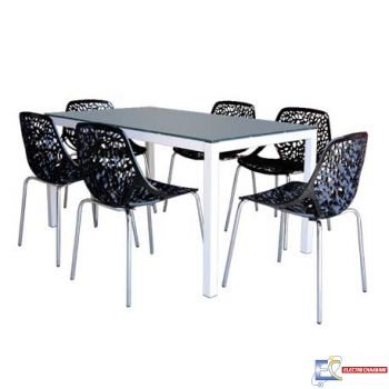 PACK SALLE A MANGER TABLE SERENA TOP EN VERRE + 6 CHAISES CONFORT PACK08V