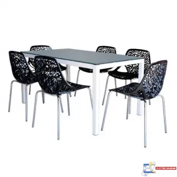 Pack Salle a Manger SOTUFAB SERENA 150 x 90 cm + 6 Chaises Confort Noir - PACK07VNR-BC