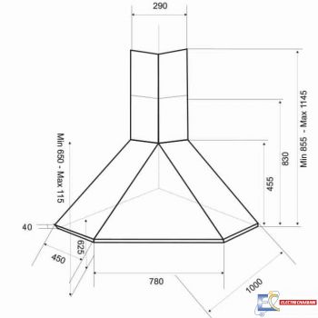 Hotte de coin Focus  F.1000X - 100 cm - Inox