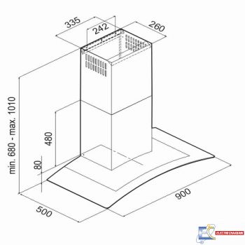 Hotte Cheminée Focus F914X - 90 cm - Inox