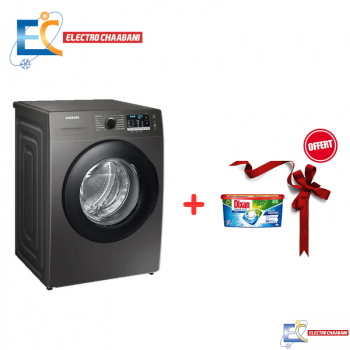 Lave linge SAMSUNG Ecobubble™ 7kg - Inverter - SILVER - WW70TA046AX + Dixan 3 en 1 pods détergent 15 Capsules Offert