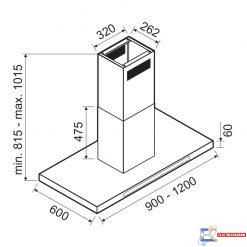 Hotte centrale  FOCUS QUADRA.9000 - 90 Cm - Inox