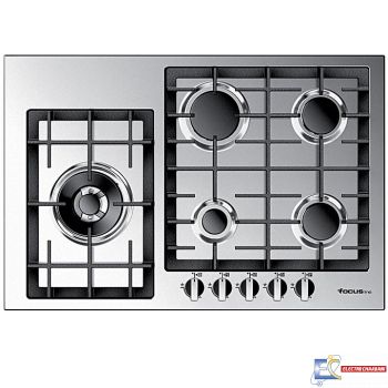 Focus Plaque - 5 feux - QUADRA.76 - Inox - 76cm