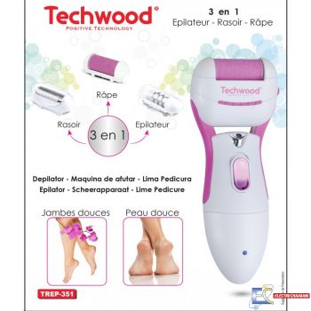 Épilateur, Rasoir et Râpe Techwood 3en1 TREP-351 Blanc