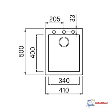 Évier Graniteck Focus 1Bac 41Cm QUADRA.40B - Noir