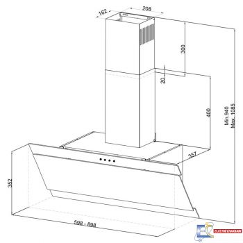 Hotte design Focus 90 cm vitro - Noir - F.920B