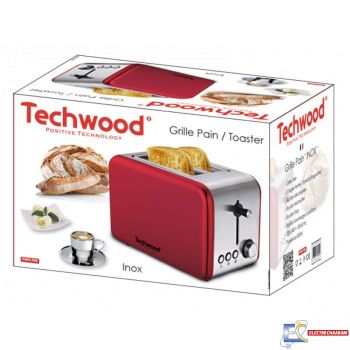 Grille Pain TECHWOOD TGPI-705 850W - Rouge&Inox
