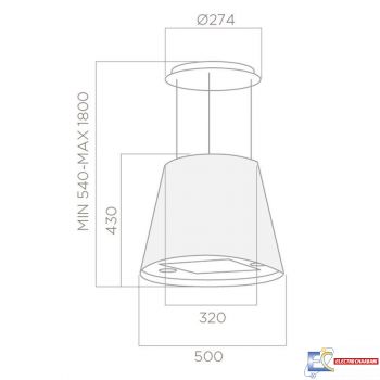 Hotte Centrale LAGO Focus 50 cm Inox