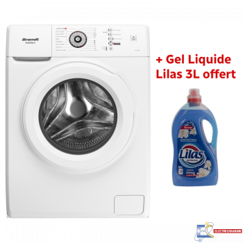 Lave Linge Frontale Brandt Hublot BAL62WW - 6Kg - Blanc + Gel Liquide Lilas 3L Offert