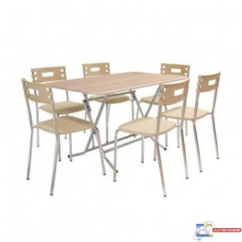 Pack table SOTUFAB 146 X 94 PVC Chene Brut + 6 Chaises CITY grege - PACK23CB