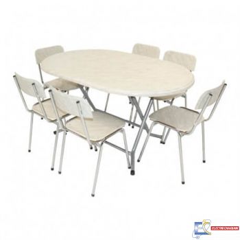 Pack table SOTUFAB 146 X 94 cm werzalit + 6 Chaises haway marbre - PACK71MB