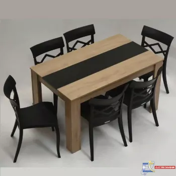 Table Salle A Manger SOTUFAB FLORA 135x80x75cm - Amazona & Noir - TC0069AM/NR