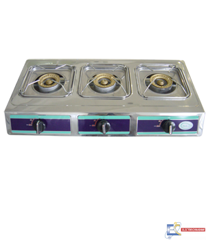 Réchaud plat BIOLUX 3 feux gaz - inox - 7139 X