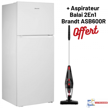 Réfrigérateur BRANDT BD4410NW 420 Litres NoFrost - Blanc  + Aspirateur Balai 2 en 1 Brandt