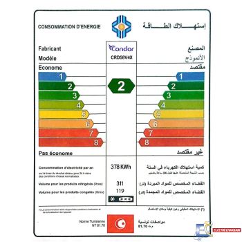 Réfrigérateur Condor CRD58V4X De Frost - 430 Litres - Inox