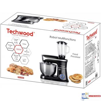 Robot Pétrin TECHWOOD TRP-6506B - 1300W - 6.5L - Noir