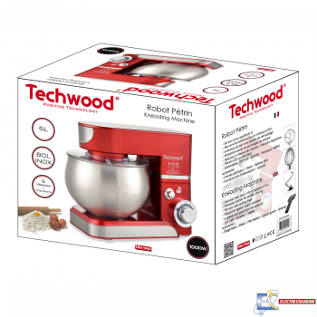 Robot Pétrin TECHWOOD TRO-1065 - 1000W - 5L - Rouge