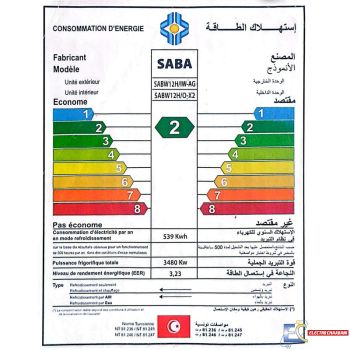 Climatiseur SABA 12000 BTU Chaud/Froid - Garantie 3 ans