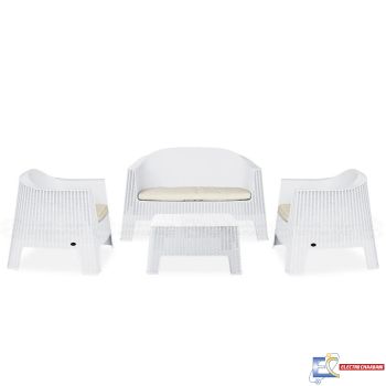 Salon De Jardin Monaco SOTUFAB + 2 Tabourets Coffre - CHS232-00 - Blanc