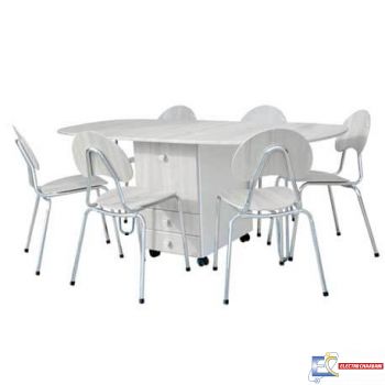 PACK SALLE A MANGER TABLE RABATTABLE A TIROIR GM + 6 CHAISES FAMILIA PACK12