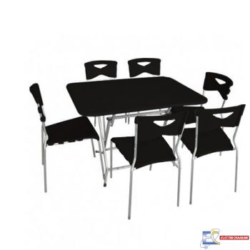 Pack table SOTUFAB 120 X 80 PVC Noir + 6 Chaises CITY Noir - PACK22NR