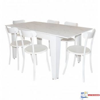 TABLE EXTENSIBLE MARBRE/ BLANC 130 / 170 x 90 TC0065MB/BC