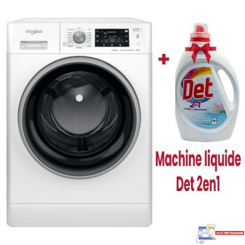 Lave Linge Whirlpool Frantale 8 kg  1200 Tours/min - 6ème sens - Blanc - FFWB 8248 WBS V NA + Gel Liquide Det 3 L Offert