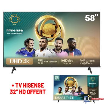 Téléviseur HISENSE 58? Smart Série A6N 4K UHD - Noir