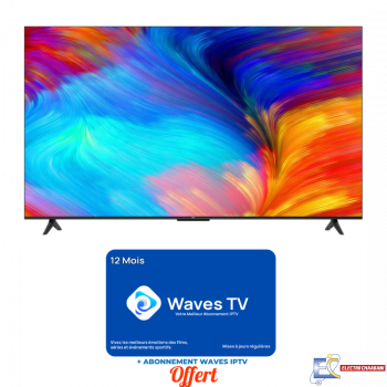 Téléviseur LED TCL 55P635 UHD 4K Smart TV  Google TV - Android - Noir + Abonnement Waves IPTV 12 Mois Offert