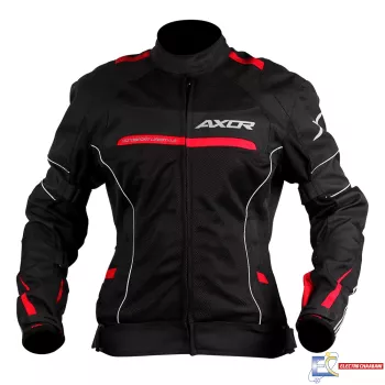 Veste Moto Axor diva pour femme - Noir/Rouge - XL