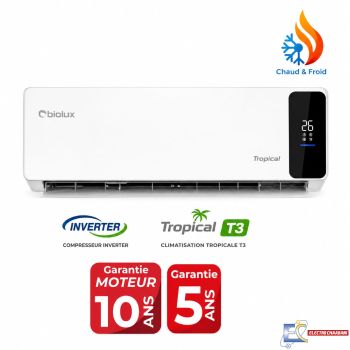 Climatiseur BIOLUX 9000 BTU Inverter Chaud/Froid Tropical T3 - M.INV9CF - Garantie 10 Ans