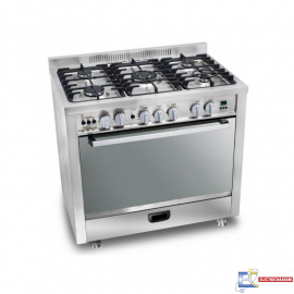 CUISINIERE PROCOOK 5 FEUX TE6950 IX GAZ +FOUR ELECTRIQUE INOX