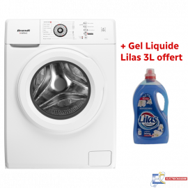 Lave Linge Frontale Brandt Hublot BAL62WW - 6Kg - Blanc + Gel Liquide Lilas 3L Offert