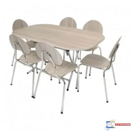 Pack SOTUFAB Table Pliante Ovale 146x94 + 06 Chaise FAMILIA PVC Chene Brut - PACK74CB