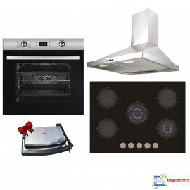 Pack Encastrable AZUR  Four + Plaque + Hotte + Inox + Machine Panini Gratuit