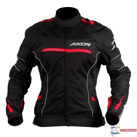 Veste Moto Axor diva pour femme - Noir/Rouge - XL