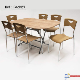 Pack table SOTUFAB 146 X 94 PVC Noyer + 6 Chaises MIMI Noyer - PACK27NY